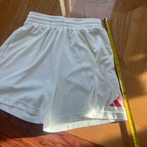 Adidas Mens White Athletic Shorts with Red Logo